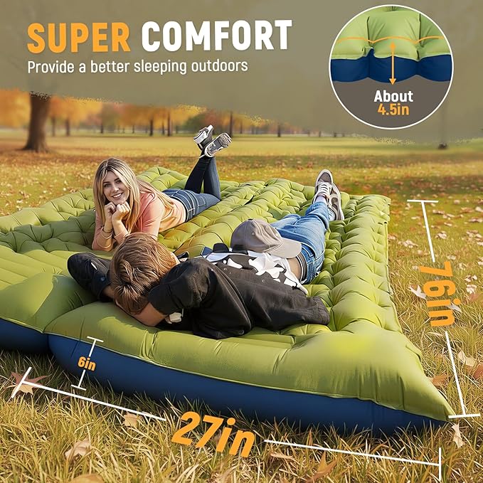Camping Sleeping Pad Ultralight Camping Mat with Built-in Foot Pump Comfortable Sleeping Mat for Backpacking Car TravelingTentand Hiking