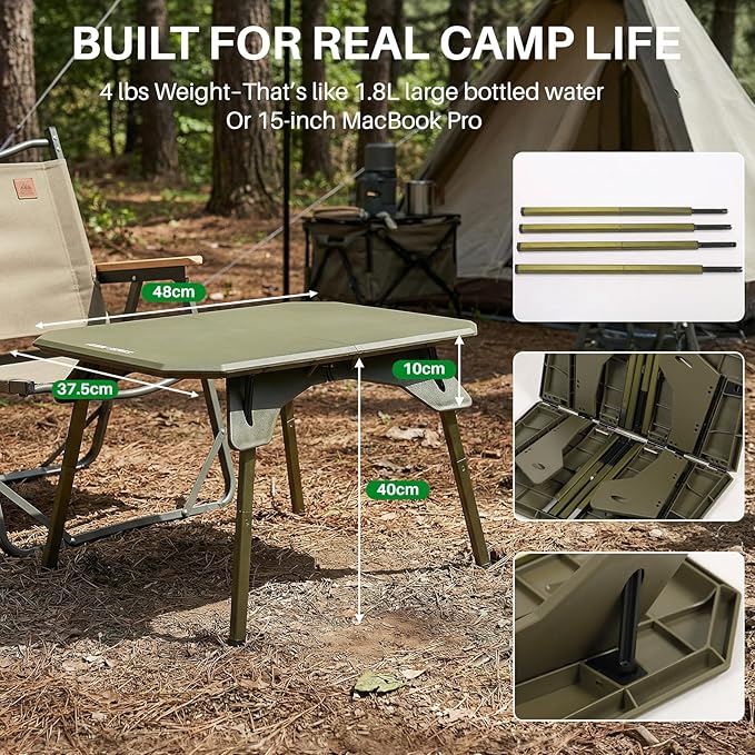 TOPCHANCES Folding Camping Table OutdoorUltralight Aluminum Camping Tables Multifunctional Portable Folding Table with Carrying Bag for Holiday Festival Camping Travel Picnic Grilling
