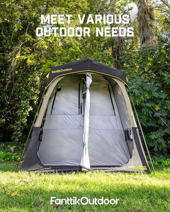 FanttikOutdoor Zeta A2 Pro Shower Tent 2 Rooms Portable Privacy Shelter for Shower &amp Dressing Instant Setup in 60 Seconds with Rainfly &amp Windproof Ideal for Camping &amp Hiking Fishing B