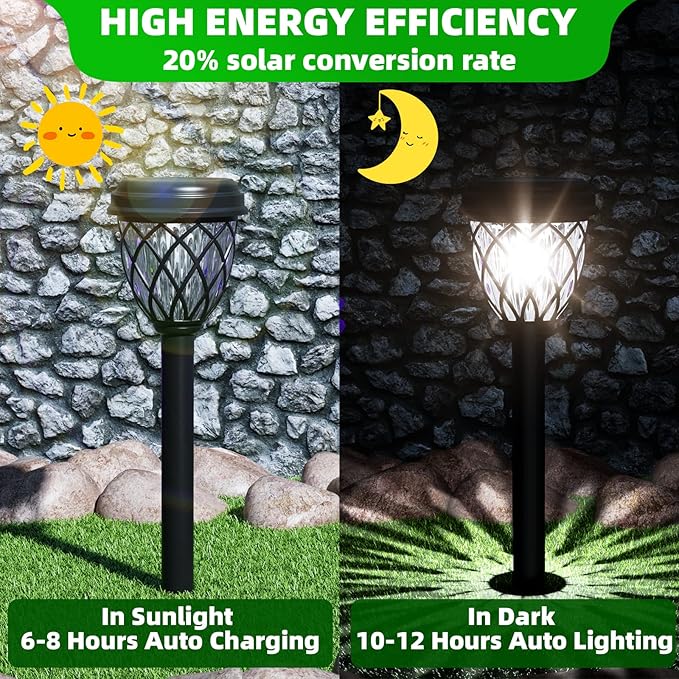 Solar Outdoor Lights Outdoor Waterproof IP65 Bright Powered by Solar Garden Lights for Patio Yard Driveway Decoration (8 Pack