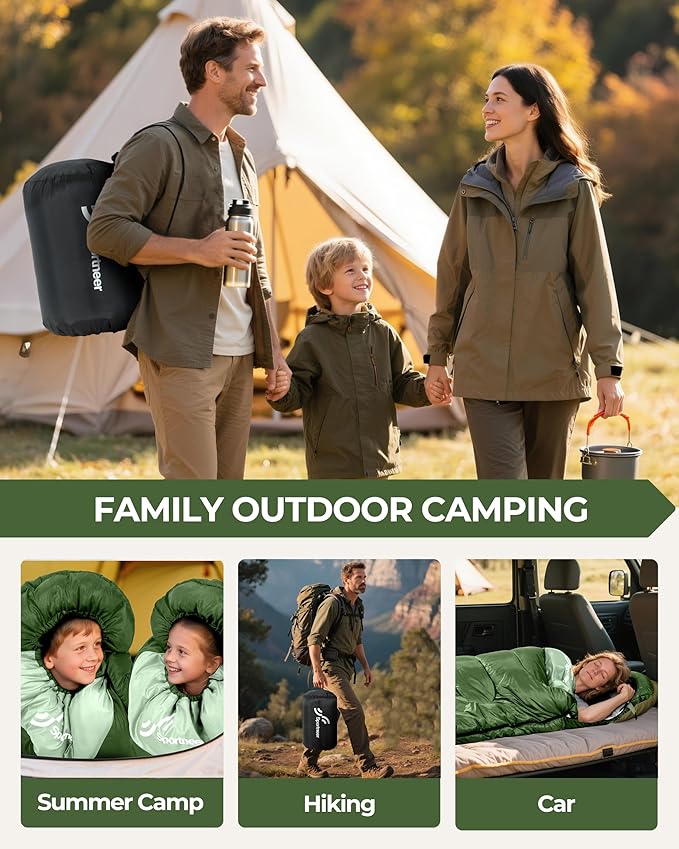 Sportneer Sleeping Bag for Adults &amp Kids Cold Weather &amp Warm Waterproof Camping Sleeping Bag Compact Portable for Camping Hiking &amp Travel