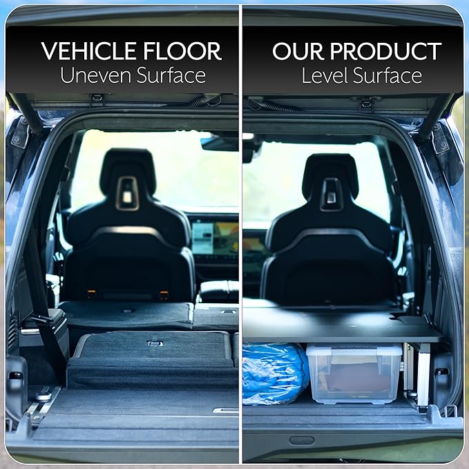 Life Finds Sleeping Platform Storage System Designed for Rivian R1S Vehicles Folding Platform with Underneath Storage Black LF-R1SP