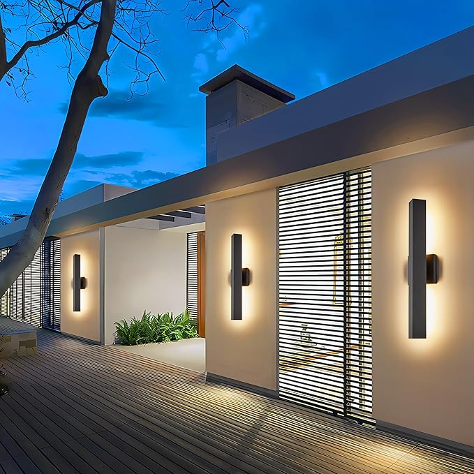 Modern Minimalist Outdoor Waterproof LED Wall Sconce with Built-in 20W LED Warm White Light Source Fully Sealed V-Shaped Aluminum Cover Can Be Mounted Outdoors or Indoors at Any Angle.