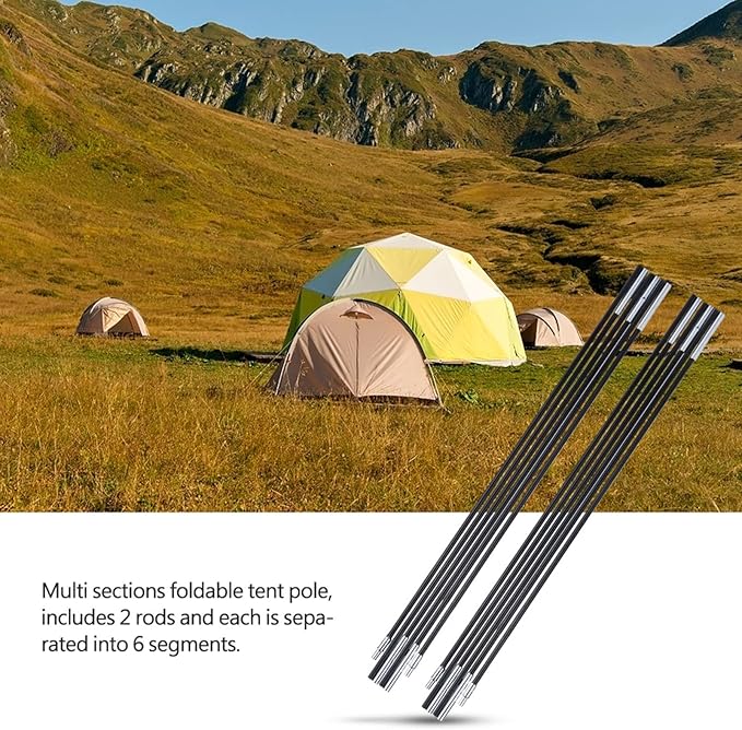 plplaaoo Fiberglass Tent Pole Support Rods Sturdy Durable High Strength Elastic Heat Resisting for Camping Outdoor Shelter Awning Replacement Parts Black 330cm 2 Pack
