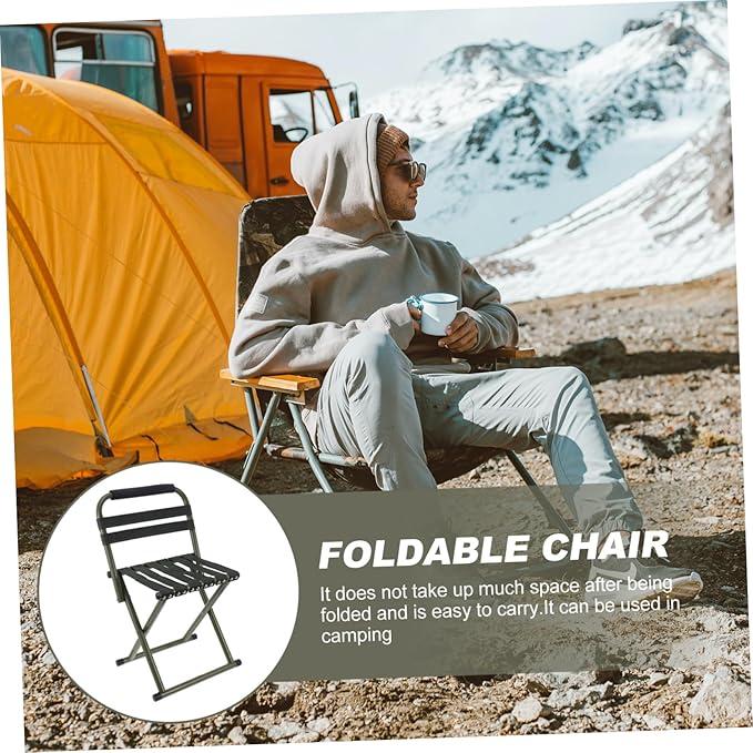 VANZACK 1pc Portable Folding Fishing Chair Lightweight and Outdoor Stool for Camping Hiking and Beach Activities Non- Design and Support Green