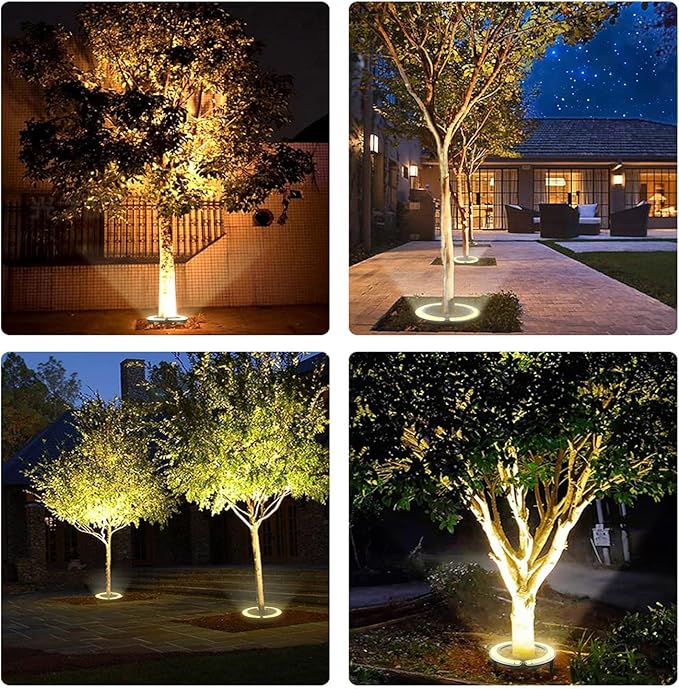 Solar Palm Tree LightsSuper Bright 32 Led 5 V 12000mah Landscape Spotlights for Big Tree Lighting Solar Uplights for Trees Floodlights Home Garden Christmas Party Outdoor (Cool Light)