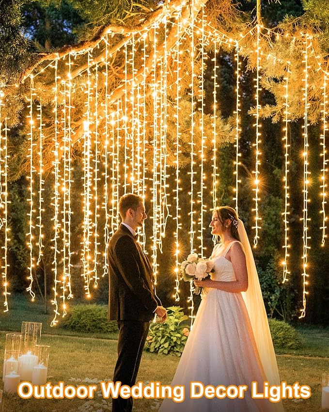 552FT 1400LED Warm White Christmas Lights Outdoor Extra Long Outdoor String Lights Waterproof Timer &amp Memory 8 Modes Dimmable Plug in Fairy for Outside Tree Wedding Patry