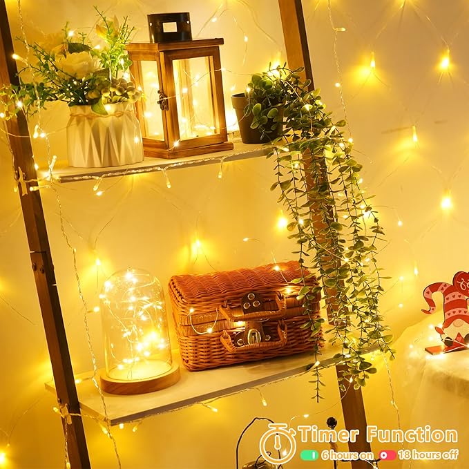 YEGUO 165ft 500 LED Christmas Lights Outdoor Waterproof Clear Wire String Lights Indoor Plug in 8 Modes Fairy Light for Christams Party Wedding Tree(Warm White)
