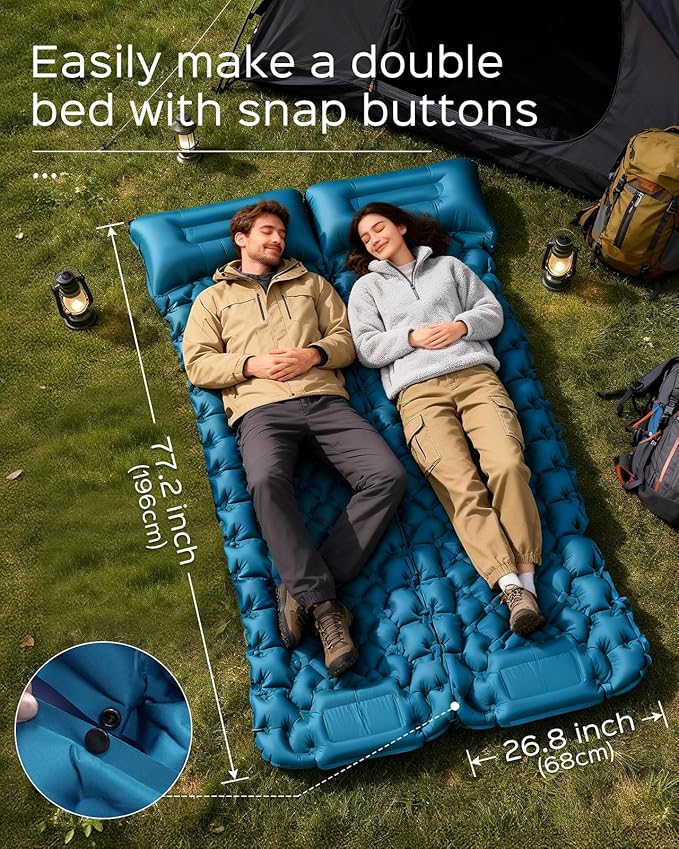 covacure Sleeping Pad for Camping - Ultralight Self-Inflating Camping Pad Mat with Built-in Foot Pump Durable &amp Waterproof Air Mattress for Hiking
