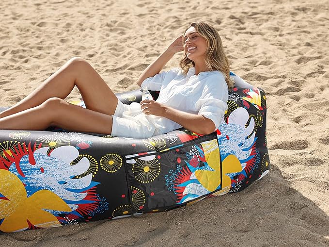 WEKAPO Inflatable Couch Air Lounger Chair - Camping &amp Beach Accessories Portable Blow up Sofa for Hiking Lawn Indoor/Outdoor Movies &amp Music Festivals. Lightweight and Easy to Set Up Air Ham