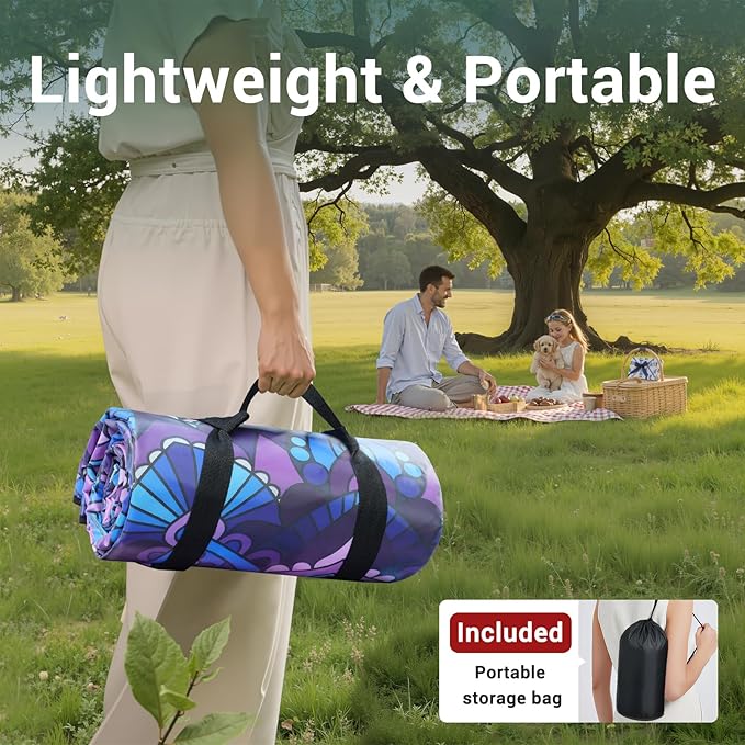 60x80 Extra Large Picnic Blankets Waterproof Sandproof Couple Outdoor Beach Blanket Foldable Grass Park Lawn Concert Mat Summer Camping Essentials Rv Travel Vacation Accessories Festival Gift