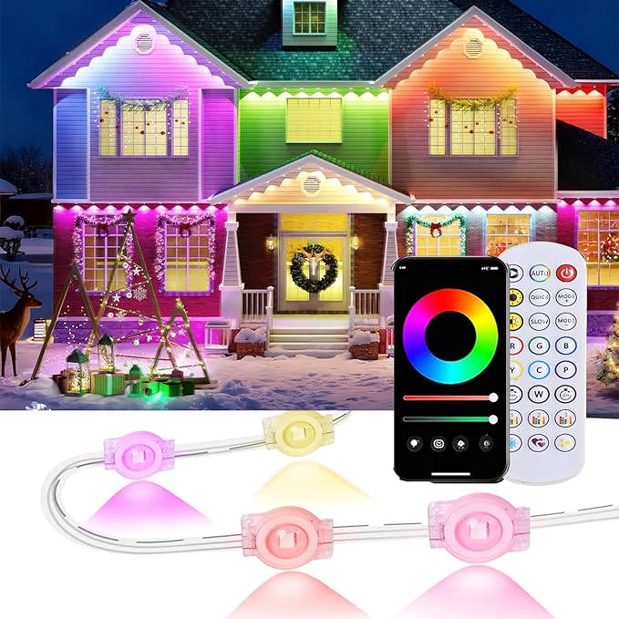 Permanent Outdoor Lights with App &ampP67 Waterproof Smart Eave Lighting Remote Control Eaves Light DIY LED Scenes Modes for ChristmasHalloweenDaily &amp Holiday Party DecorHouse Roof Lighting