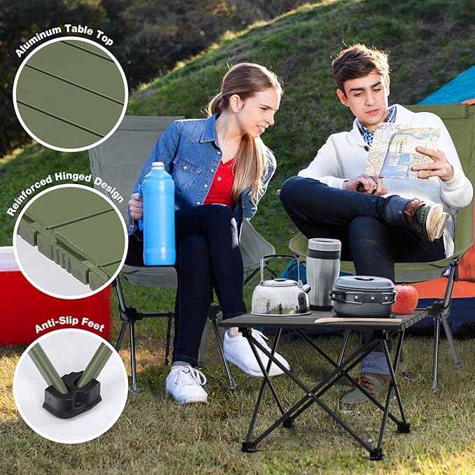 Small Folding Camping Table with Carry Bag Portable Ultralight Compact Aluminum Beach Table Foldable Mini Collapsible Camp Tables for Hiking Picnic Travel Cooking Outdoor Black