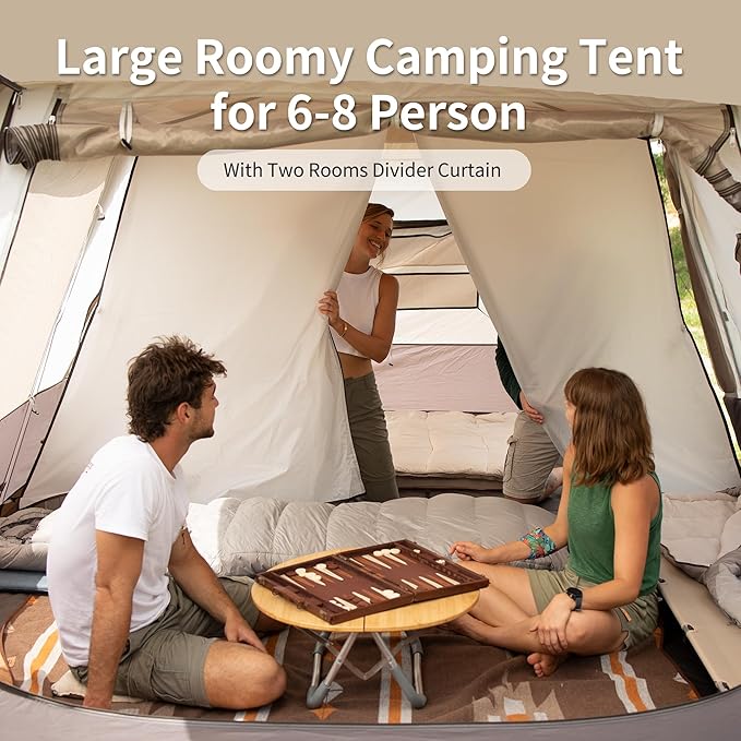 Naturehike Cape 4/6/8 Person Camping Tent 60S Easy Setup Instant Tent Pop up Tent Waterproof Large Tall 6/8 Person Tents for Camping Car Camping