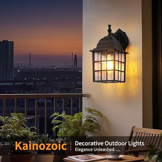Dawn to Dusk Sensor Outdoor Wall Light Fixtures Waterproof Anti-Rust Exterior Lighting Fixtures Black Outdoor Wall Lantern for Porch Patio Front Door Garage House -2 Pack