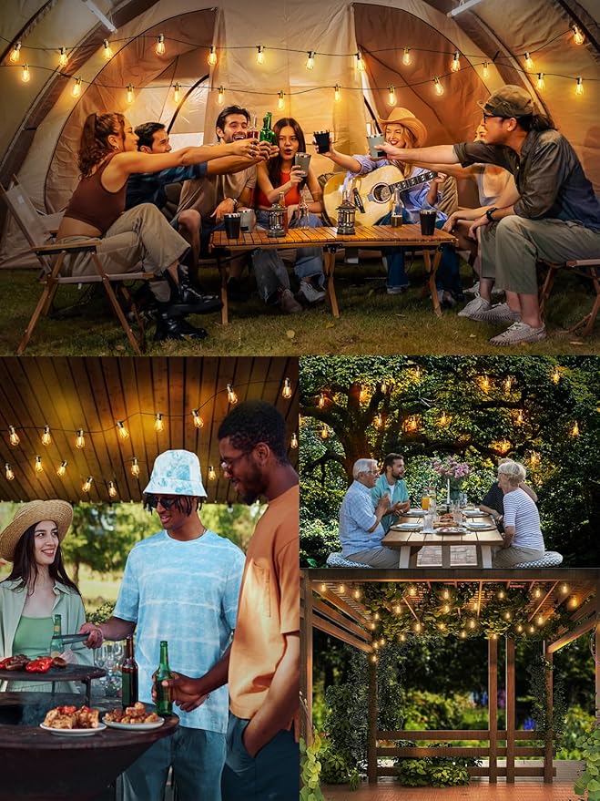 Svater Outdoor String Lights 150 FT Patio Lights for Outside with Shatterproof Bulbs IP65 Waterproof Commercial Grade LED Hanging Light for Backyard Bistro Market Cafe Black
