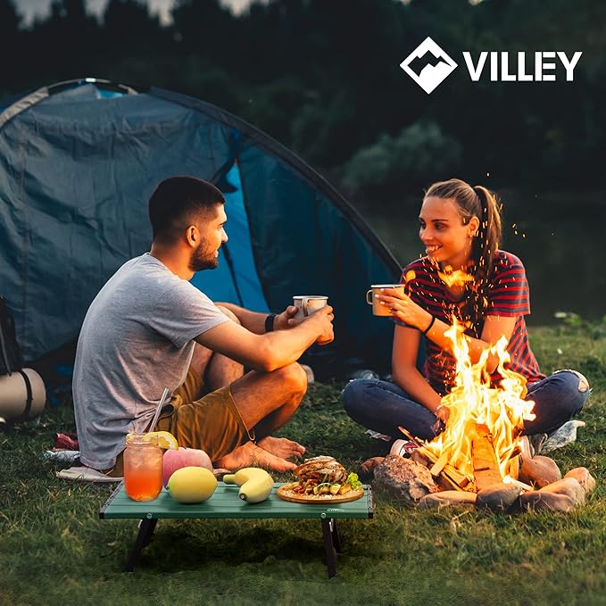 VILLEY Portable Mini Folding Beach Table Ultralight Aluminum Side Table with Carry Bag for Camping Picnics and Outdoor Activities