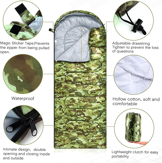 Tranqun 10 Packs Sleeping Bags Bulk for Adults Homeless Sleeping Bag Liner Waterproof Cold Weather for Charity Homeless Camping Hiking Backpacking Outdoor Activities