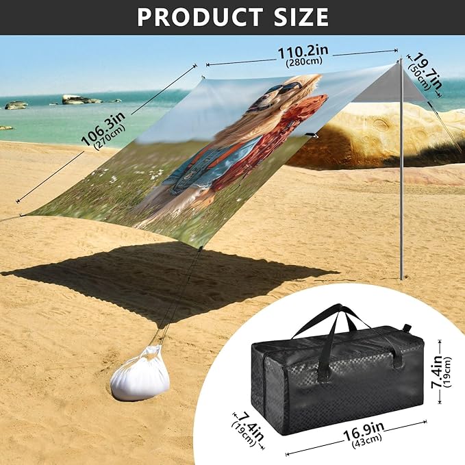 Camping Sun Shelters Golden Retriever in Fields Beach Canopy 126 * 110.2in