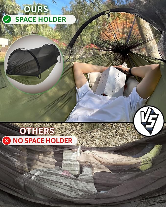 ADVOKAIR Camping Hammock with Mosquito Net and Rain Fly Up to 500lbs Ultralight and Portable Nylon Travel Hanging Hammock with Tree Straps Perfect for Outside Backpacking Hiking and Backyard