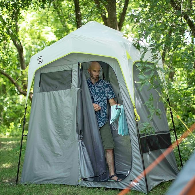 CORE Instant Camping Utility Shower Tent with Changing Privacy Room