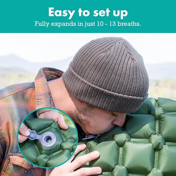 Ultralight Sleeping Mat - Inflatable &amp Compact Camping Air Mattress for Backpacking Hiking- New