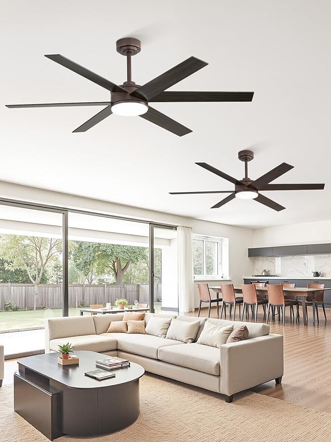 Fanbulous 56 Inch Ceiling Fans with Lights and Remote Reversible 6 Blades Dimmable 3000K-6000K Adjustable Outdoor Ceiling Fans for Patios Large Ceiling Fan for Indoor or Covered Outdoor-Brown