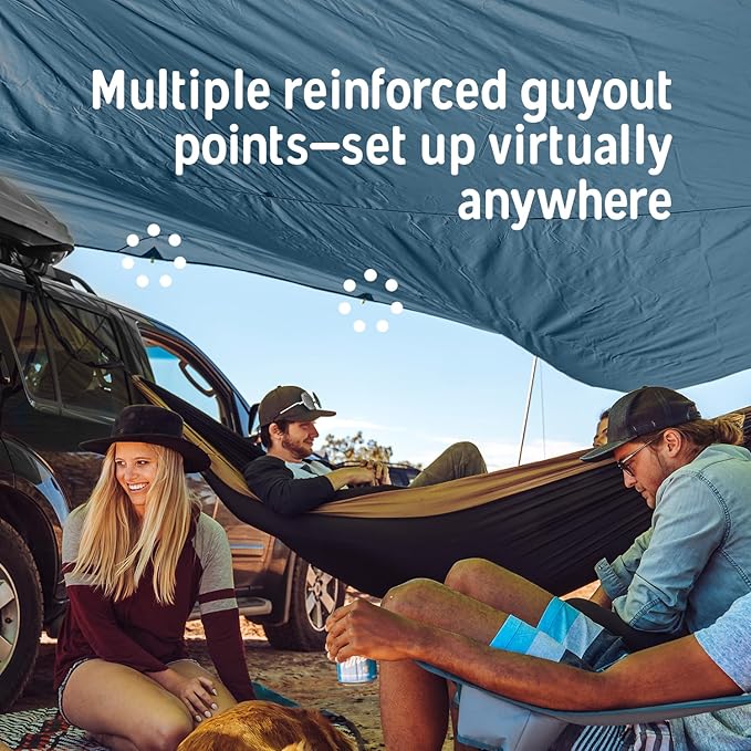 Kelty Noah’s Tarp Sun Shelter and Multi-Use Awning Rainfly Portable Canopy UV Protection Waterproof + Durable 3 Sizes for Customized Pitch