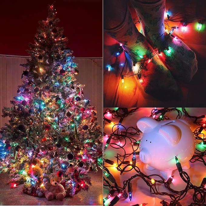 3 Sets Christmas Lights 150 Count 33 FT Each Mini String Lights Green Wire Fairy Lights 120V UL Certified Connectable Xmas Tree Light for Holiday Winter Patio Party Outdoor Decoration Multicolor
