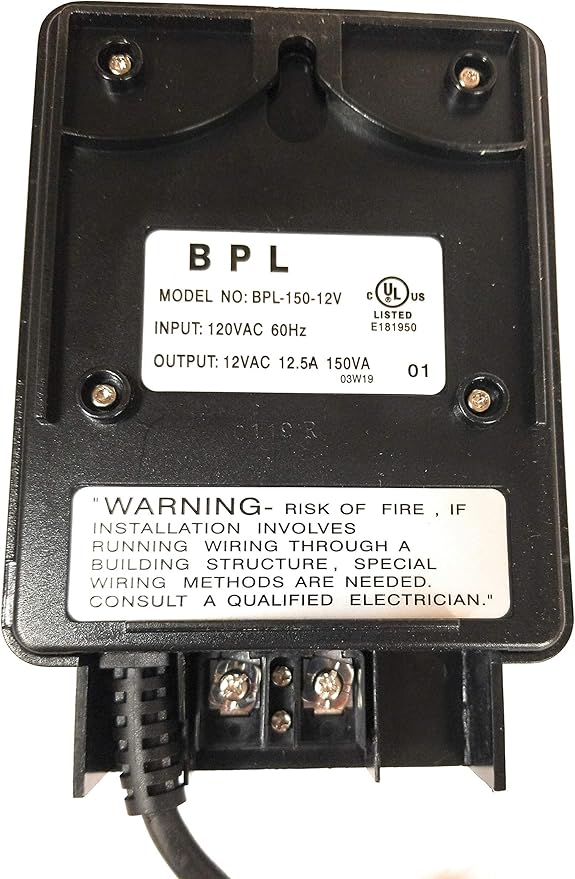 150W Watt AC to 12V Volt LED &amp Halogen -120V Volt Low Voltage Landscape Lighting Indoor/Outdoor Weatherproof Transformer Electric Power Pack with Photocell Sensor - Black Case