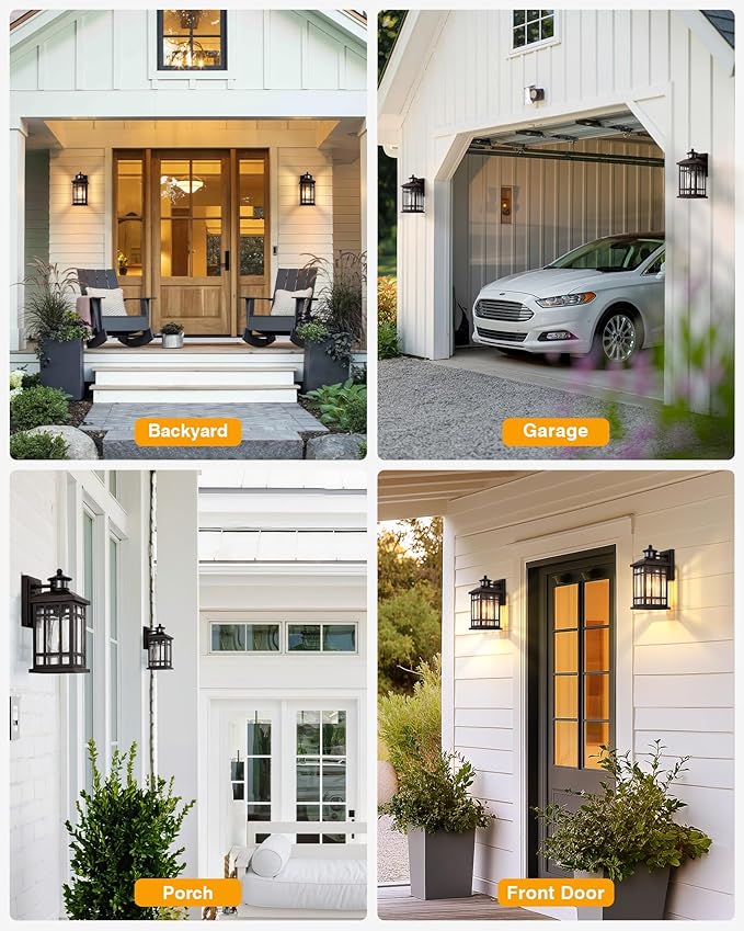 Porch Lights Outdoor with Motion Sensor 2 Packs Oil Rubbed Bronze Outside Lantern Fixtures Wall Mount Aluminium Anti-Rust Exterior Wall Light Dusk to Dawn Coach Light for Garage Patio Entry