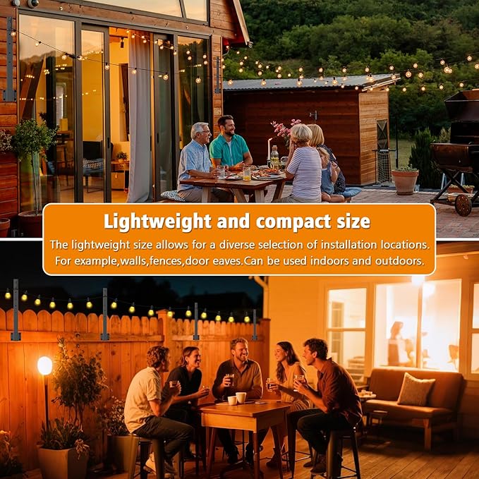 AILBTON 8 Pack 2.8Ft String Light PolesLight Poles for Outside String LightsOutdoor Light Poles with Fence BracketMetal Pole Stand for PatioBackyardDeck