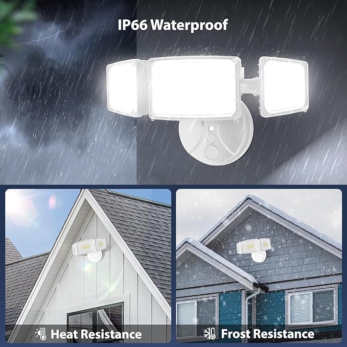 Onforu 100W 11000LM Flood Lights Outdoor Brightness Security LED Flood Lights with 3 Adjustable Heads Switch Controlled IP65 Waterproof 6500K Outside Exterior Flood Light for Yard Garage Eave Patio