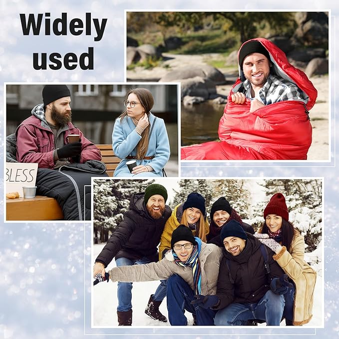 80 Pcs Homeless Care Package Sleeping Bags Adult Bulk with Winter Beanies Hat Gloves Scarf Cotton Liner Waterproof Sleeping Bag for Camping Outdoor Church Donation Emergency