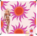 Large Beach Blanket Waterproof Sandproof 9×10 FT Beach Mat Sand Free for 2-8 Adults with Stakes and Sand Pocket Foldable Picnic Blankets for Outdoor Camping Hiking Vacation Essentials-Boho Sunset