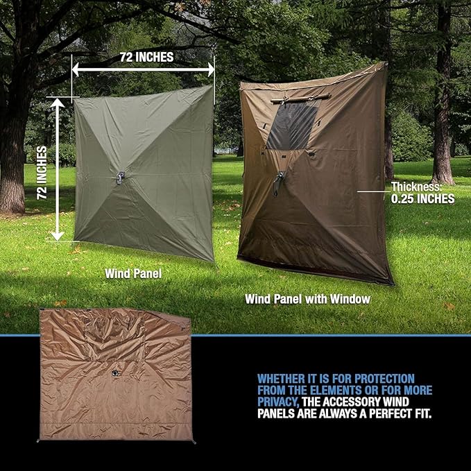 Clam Quick-Set Wind &amp Sun Panels – 2-Pack Brown Accessory for Screen Shelter – Outdoor Sidewalls for Shade &amp Privacy – Durable Poly-Oxford with Carry Bag – Tent Not Included
