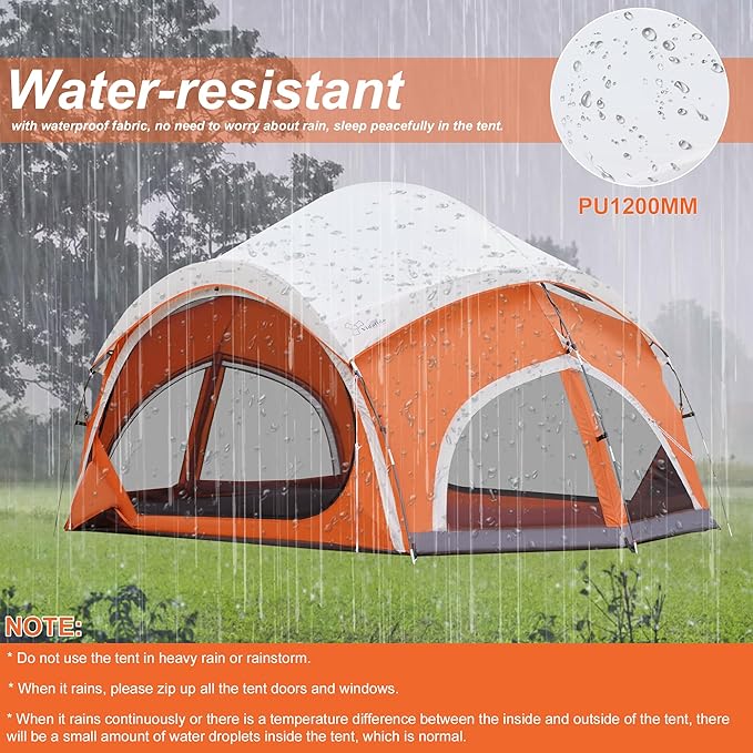 Vidalido 3-4 Person Camping Tent with 2 Large Mesh Door 4 Mesh Window Family Tents Double Layer Waterproof Portable Easy Setup Camp Tent Canvas Dome Tents for Camping Outdoor Hiking and Backpacking