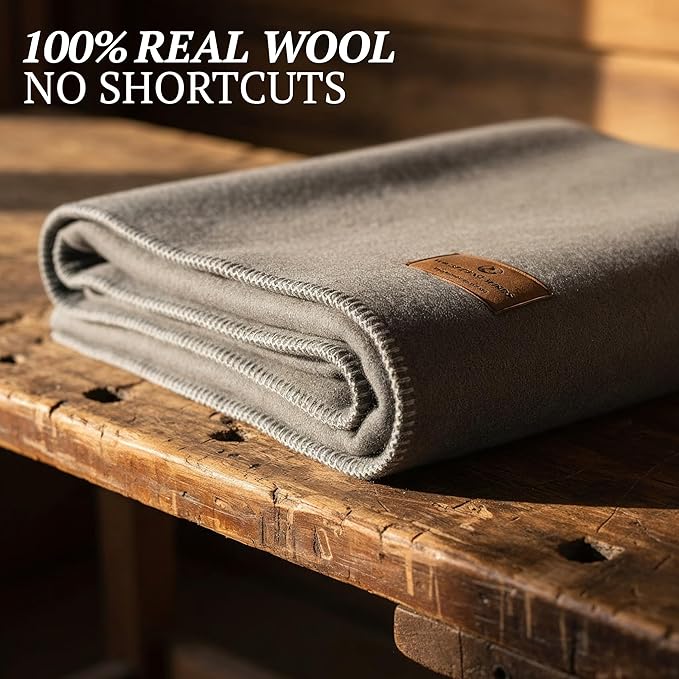100% Wool Blanket - Premium Ultra-Soft &amp Warm Twin 62x 84 Large Size Blanket for Couch Bed Home Camping &amp Outdoors