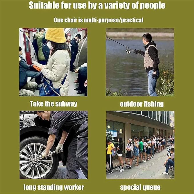 Lightweight Standing Seat Portable 5-Gear Adjustable Heights Chairless Chair Wearable Leg Ergonomics Seat Bear Up to 150kg Invisible Chair for Fishing Concert Subway