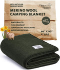 Woolly Mammoth Woolen Company Merino Wool Blanket - 80% Merino Wool - Camping Blankets for Cold Weather - Mositure-Wicking for Overlanding Hunting Emergency Kits Bushcraft (66 x 90 Moss)