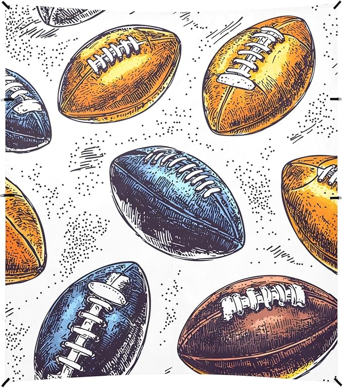 Rugby White Pattern Camping Sun Shelter Beach Tent Portable Beach Sun Shade Outdoor Canopy for Camping Trips Fishing Picnic