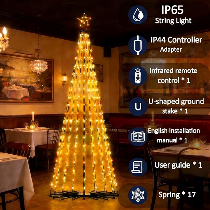 Outdoor Prelit LED Waterproof Smart Christmas Cone Tree with RemoteTimer App Control Valentines Tree Mystical Glow String Lights Arbol de Navidad Outside Decor year round outdoor lights for house