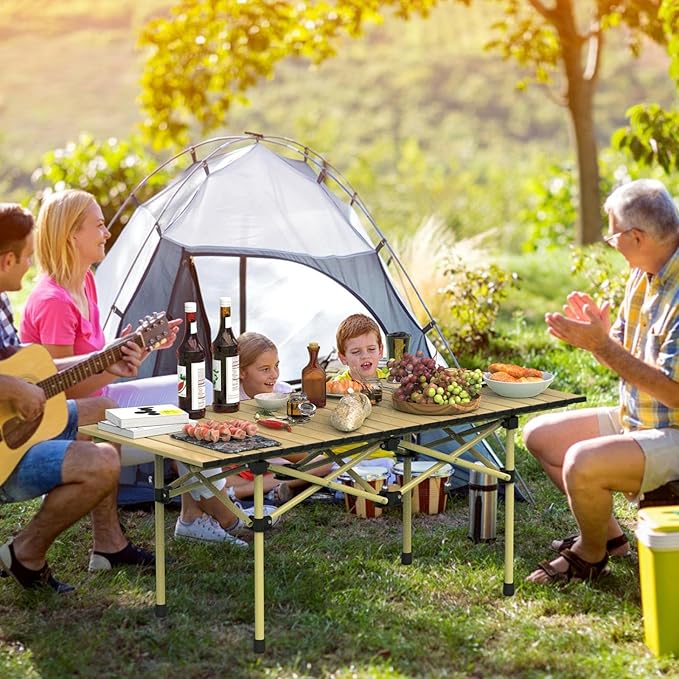 Folding Camping TablePortable Upgraded Carbon Steel Table for Picnic Barbecue Grill Beach Patio