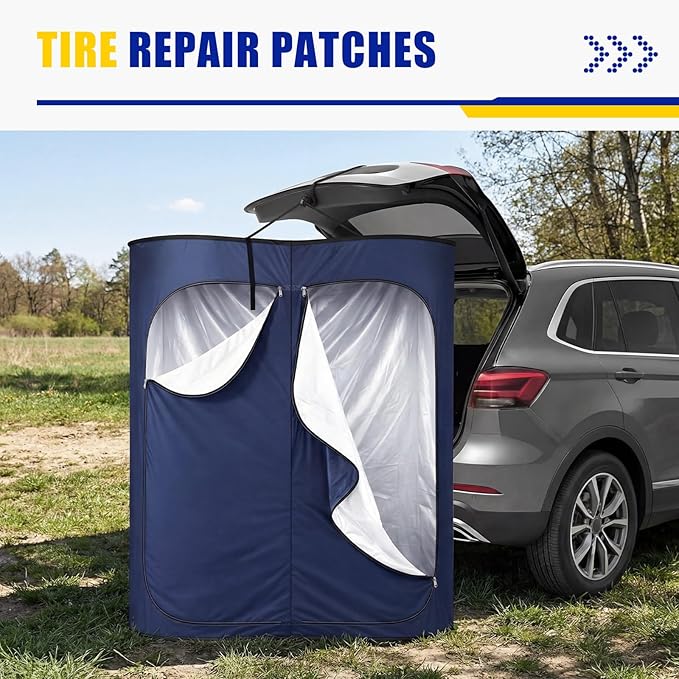 Instant Changing Tent for SUV Trunk 2 Large Rooms Portable Stable Pop up Shower Privacy Shelter Outdoor Toilet Tent Dressing Room with Floor for Camping Beach Hiking Include Carry Bag Blue