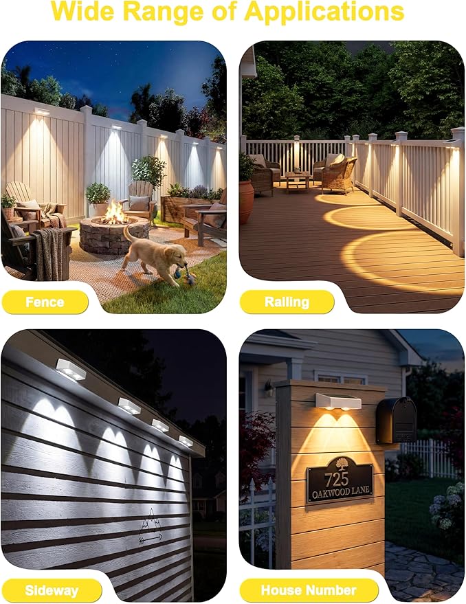 Fence Lights Solar Powered with Remote 9 Fixed Colors ＆ Color Changing White Fence Lights Waterproof IP65 Dusk-to-Dawn LED Deck Lighting for Patio Railing Pool Porch Backyard 12 Pack