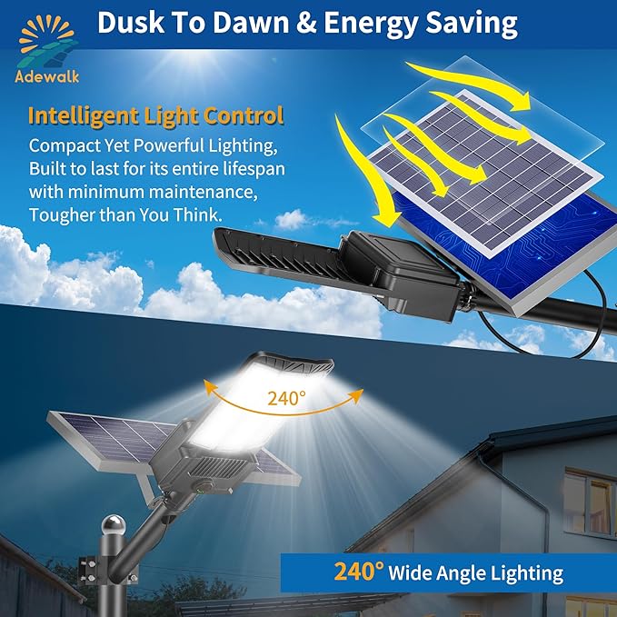 10000W Solar Street Light Outdoor Commercial Grade Outdoor Solar Lights Dusk to Dawn Large Panel Pro Outside Light with Motion Sensor and Remote Solar Parking Lot Lights for Yard Country 2 Pack