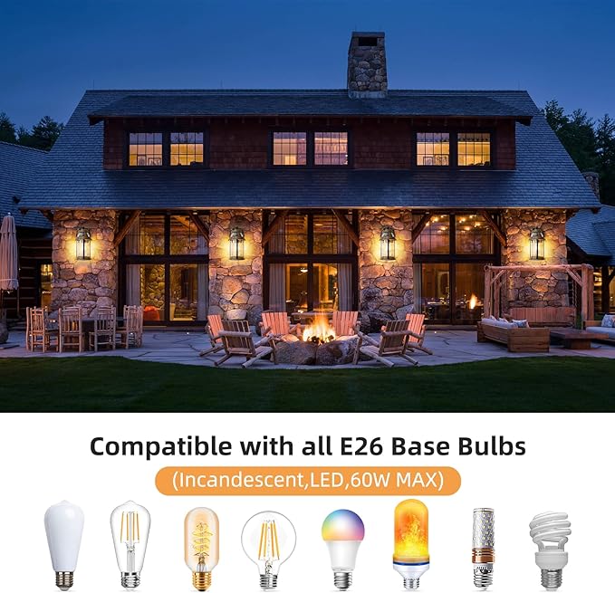 OKELI Dusk to Dawn Outdoor Wall Lights Waterproof Lighting Fixtures Rustic Farmhouse Wall Lanterns with Clear Glass Shades Anti-Rust Outside Lights for Garage Patio Porch(Brown 1 Pack)