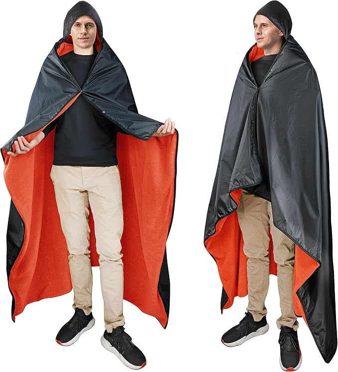 Catalonia Waterproof Stadium Blanket Windproof Wearable Poncho for Football Sideline &amp Sports Events for Fans Portable Durable Outdoor Blanket for Camping &amp Tailgating