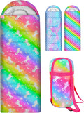 Sleeping Bags for Kids 3 Season Waterproof Sleeping Bag with Carry Bag for Camping Hiking Rainbow Unicorn