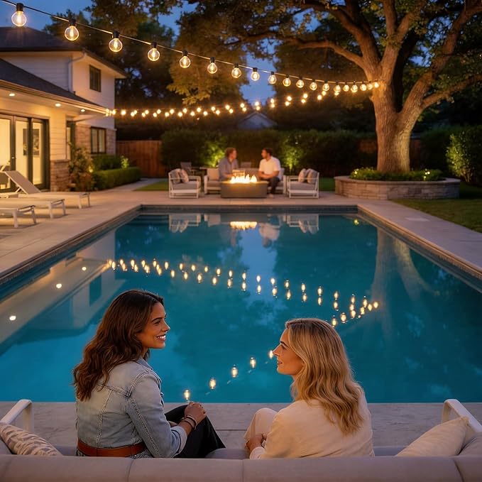 RTTY Outdoor String Lights 100ft G40 Led Patio Globe Lights with 39pcs Plastic Bulbs Shatterproof Waterproof Connectable Hanging for Porch Cafe Bistro Backyard Gazebo Balcony Deck Party